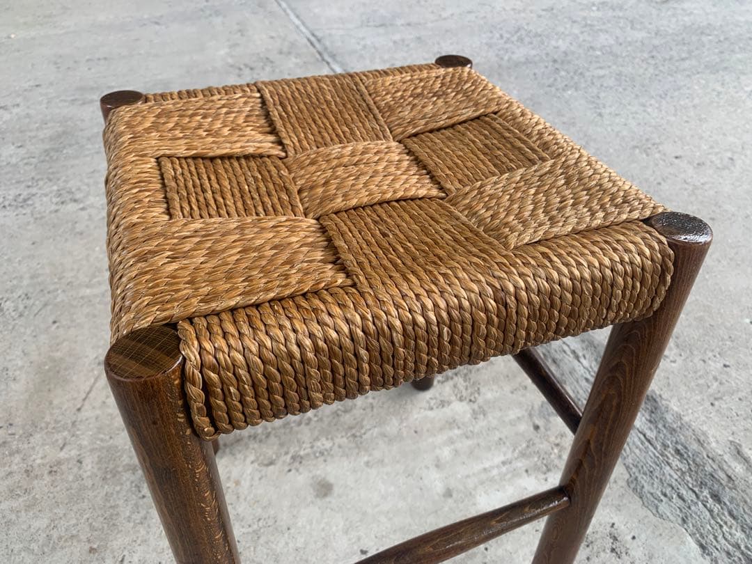 アンティーク ラッシュ スツール 縄編み チェア 民芸家具 椅子 No.3