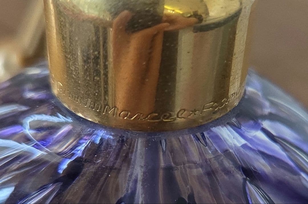 アンティーク　香水　ガラス　紫　香水瓶　マルセル　フランク　フランス