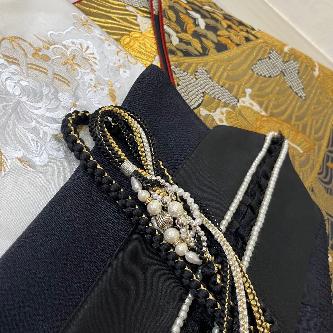 振袖　振り袖　成人式　フルセット　正絹　黒　赤　花柄