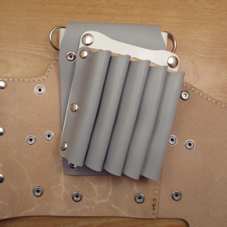 ライトグレー＆ホワイト　８丁差し　本革シザーケース　SCA-143/CHA