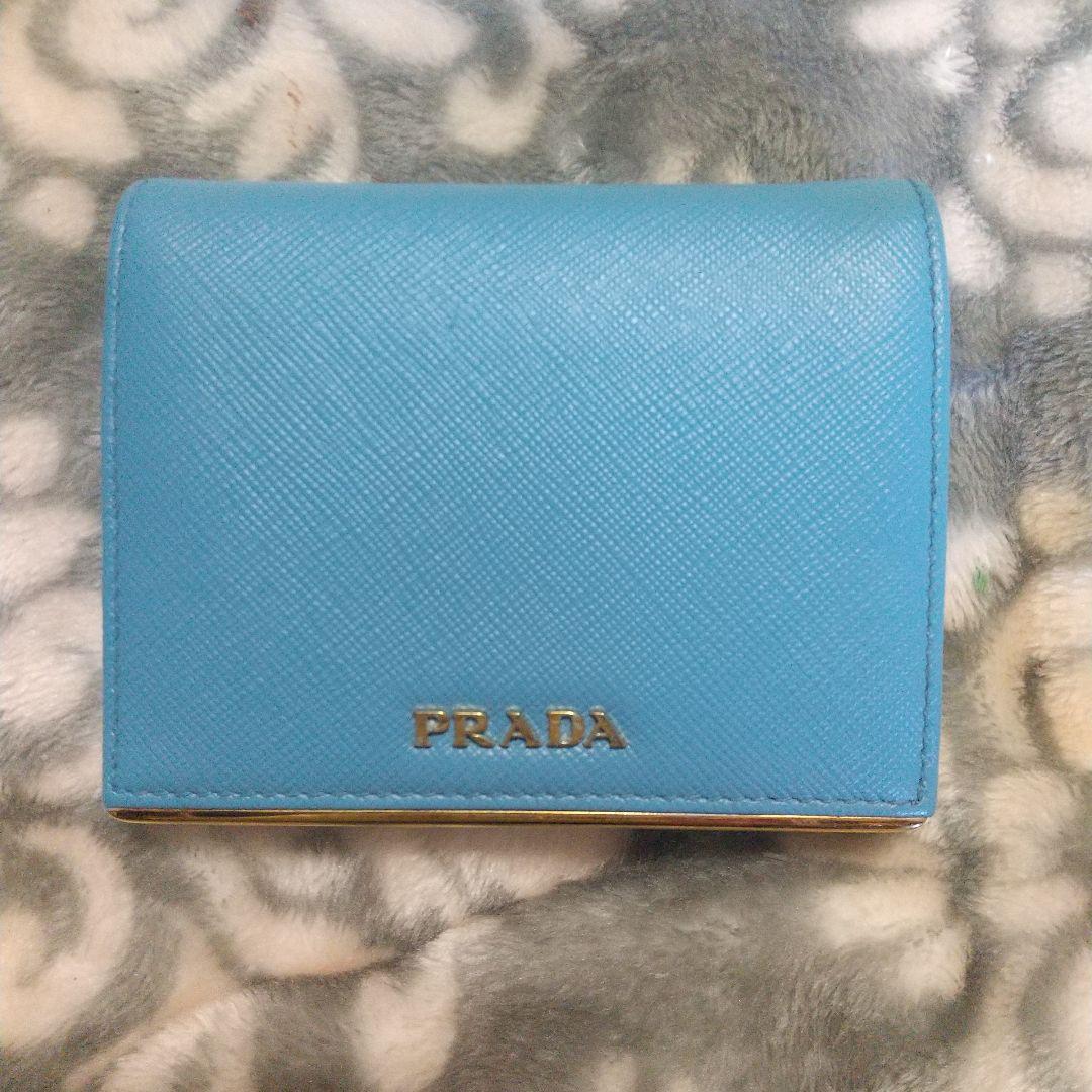 PRADA サフィアーノ 二つ折り財布ブルー系