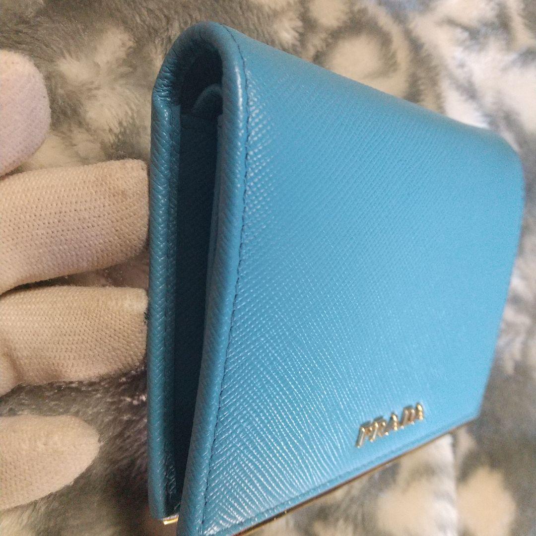 PRADA サフィアーノ 二つ折り財布ブルー系