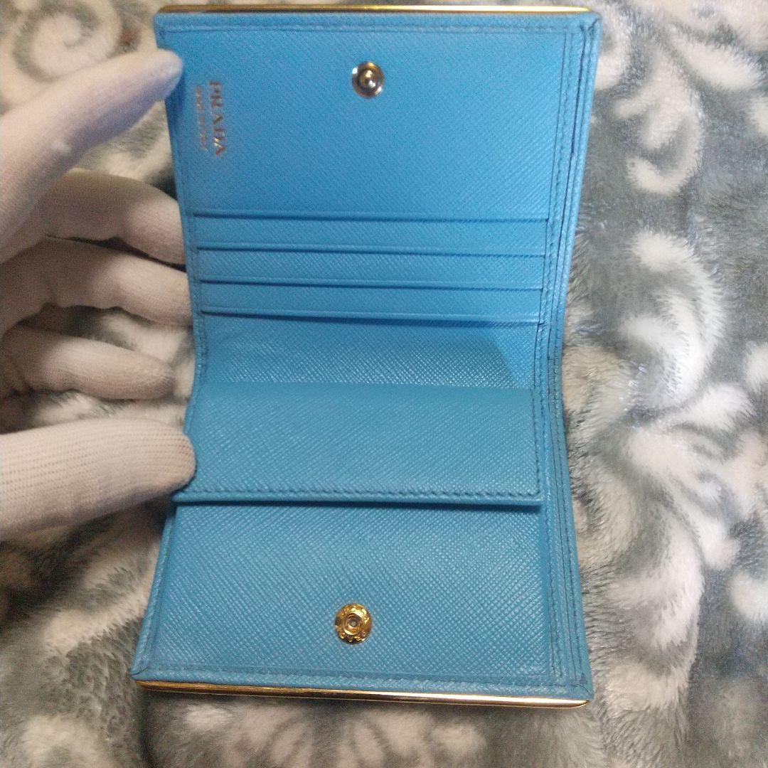 PRADA サフィアーノ 二つ折り財布ブルー系