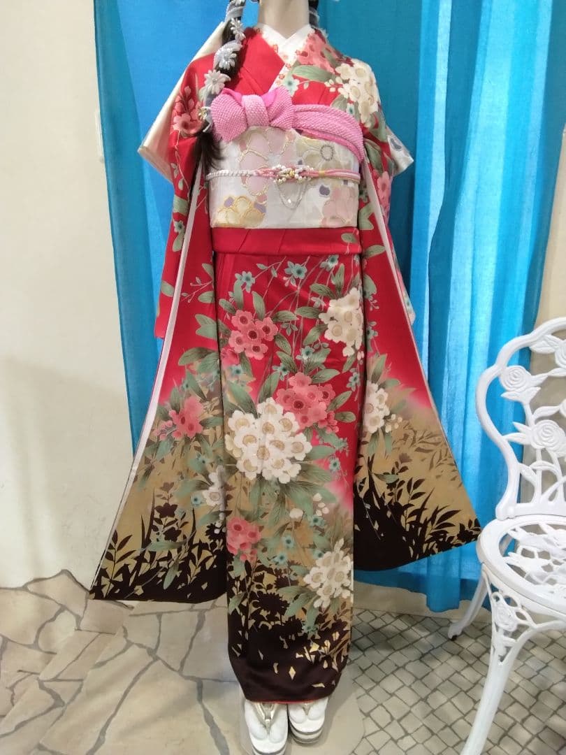 【専用】です❗正絹振袖成人式、重ね衿帯揚げ帯締め、西陣袋帯、襦袢、ガード加工