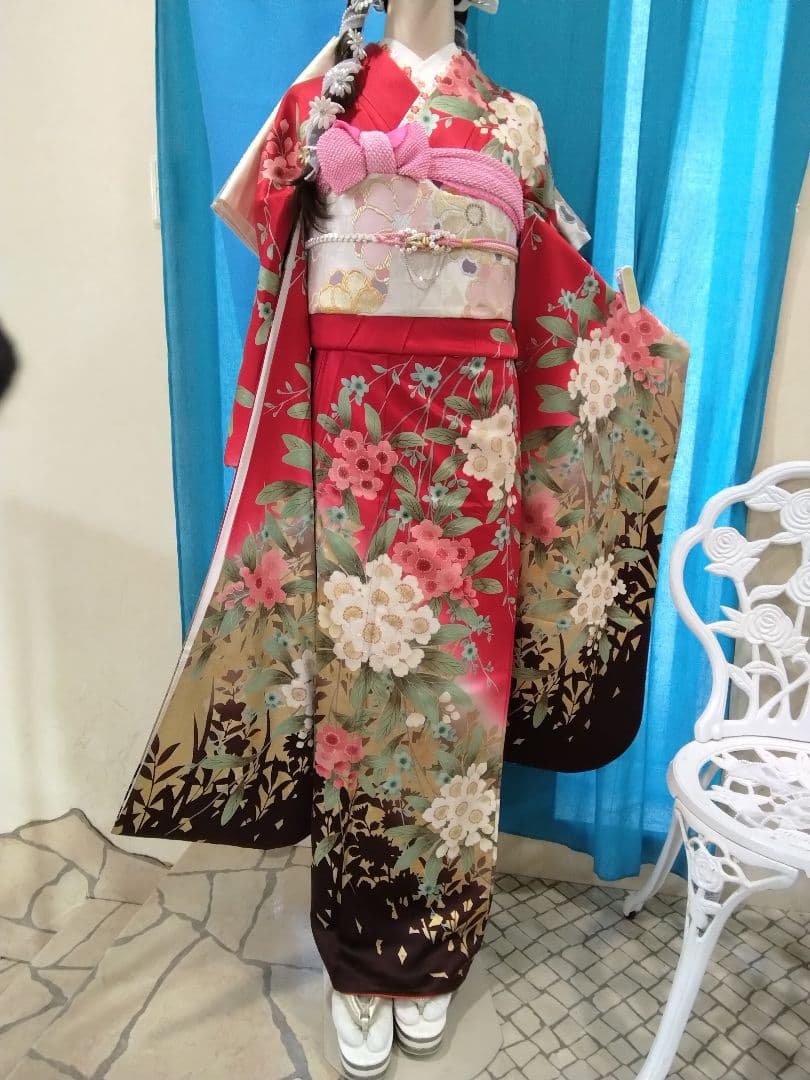 【専用】です❗正絹振袖成人式、重ね衿帯揚げ帯締め、西陣袋帯、襦袢、ガード加工