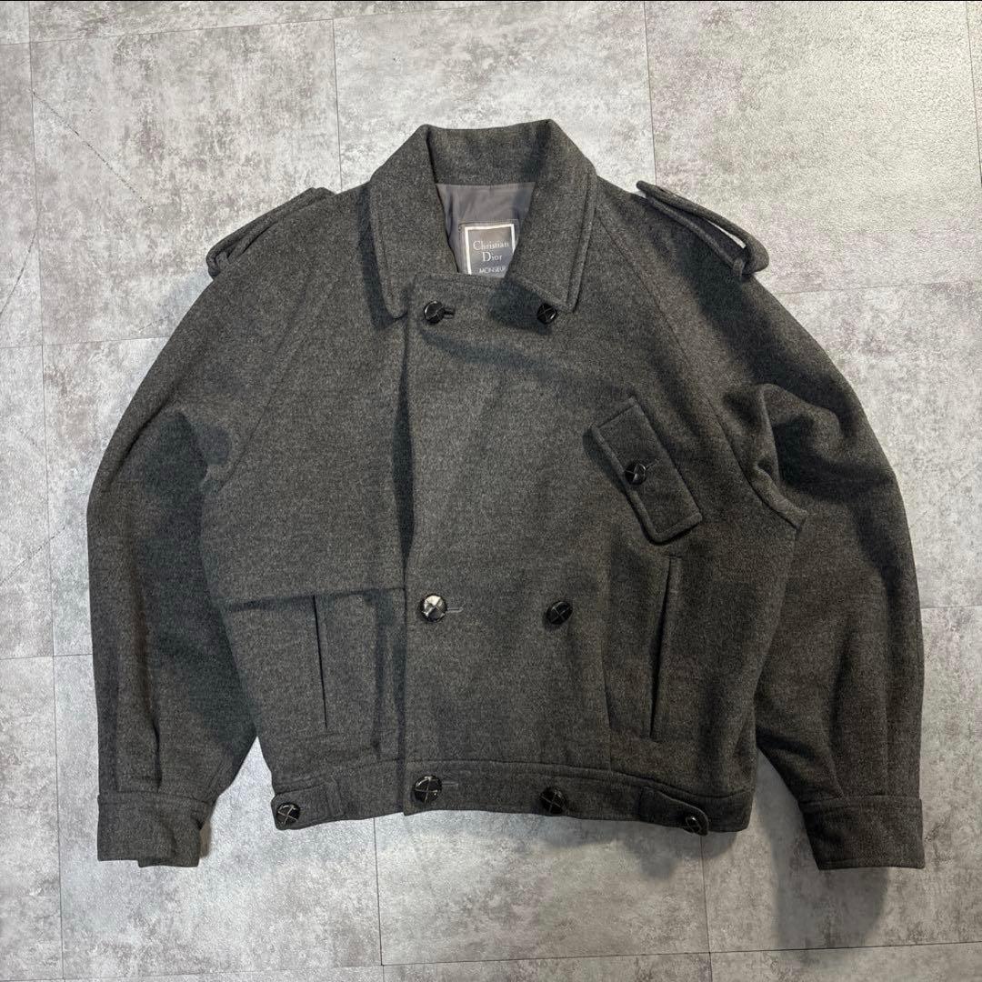 80's　vintage dior short wool bomber j