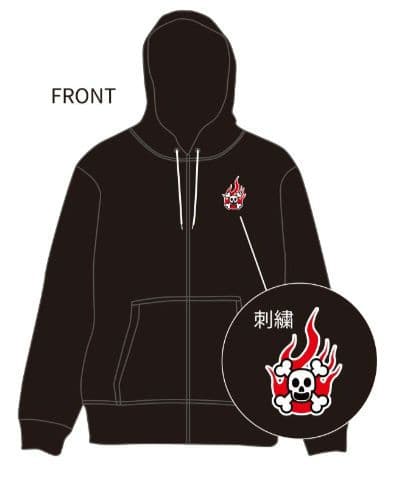 ROCK BEYOND ROCK 2スカル刺繍フード付きパーカー Lサイズ