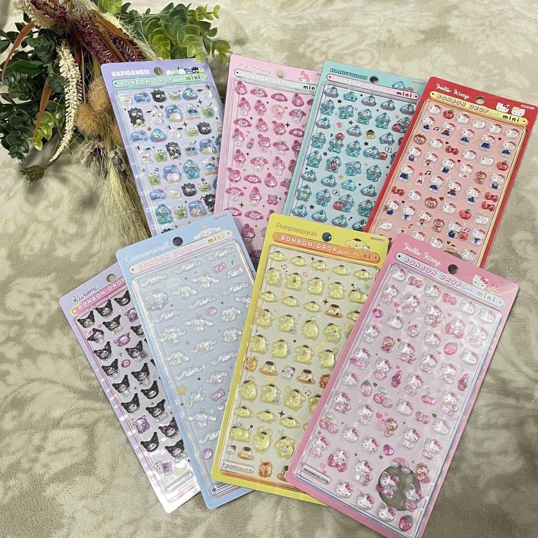 【正規品】ボンボンドロップシールミニ　サンリオ　フルコンプ　8個　8種　新品