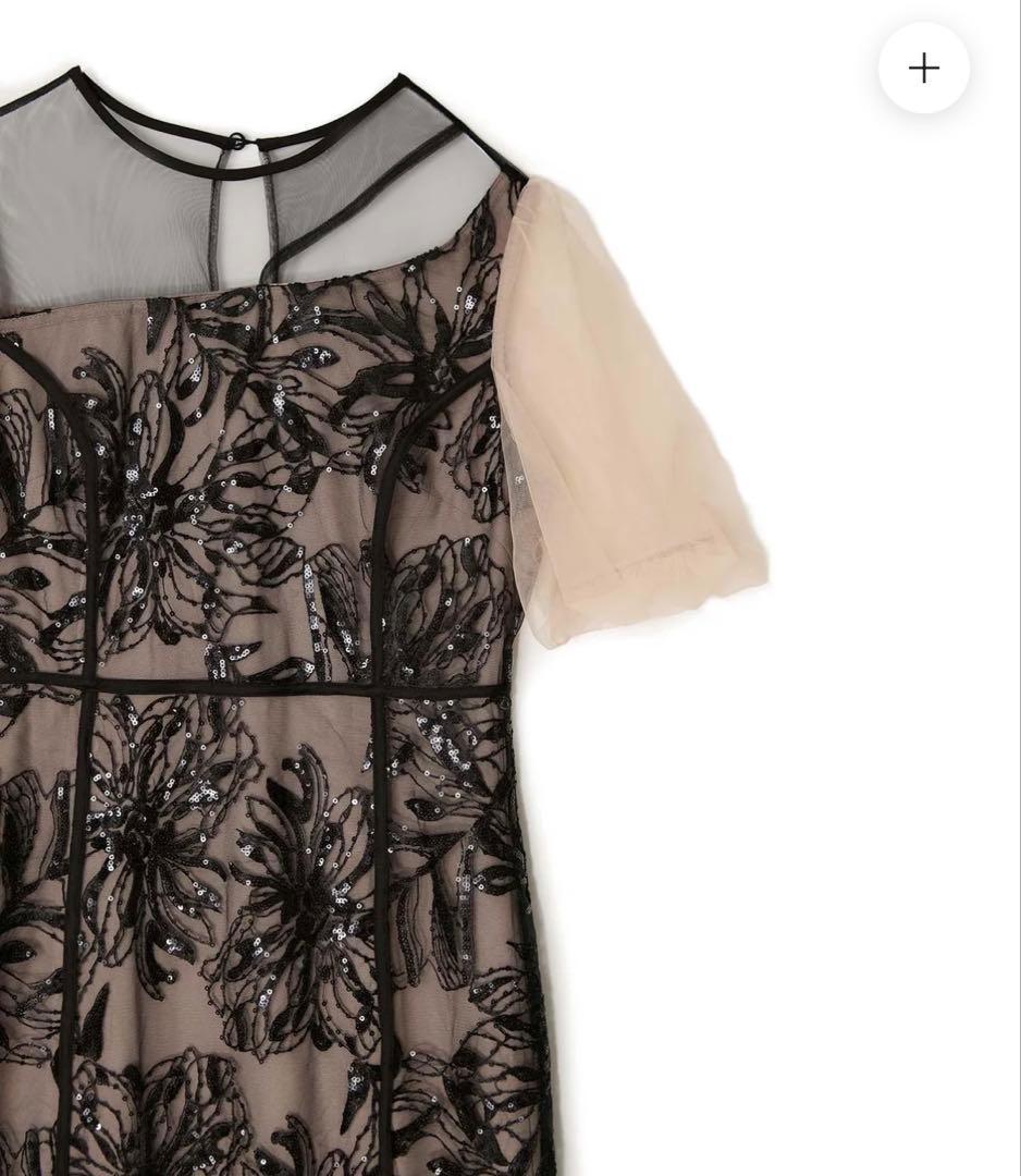 【LEJA】アシンメトリーシアーフラワードレスワンピース 結婚式 ドレス　S