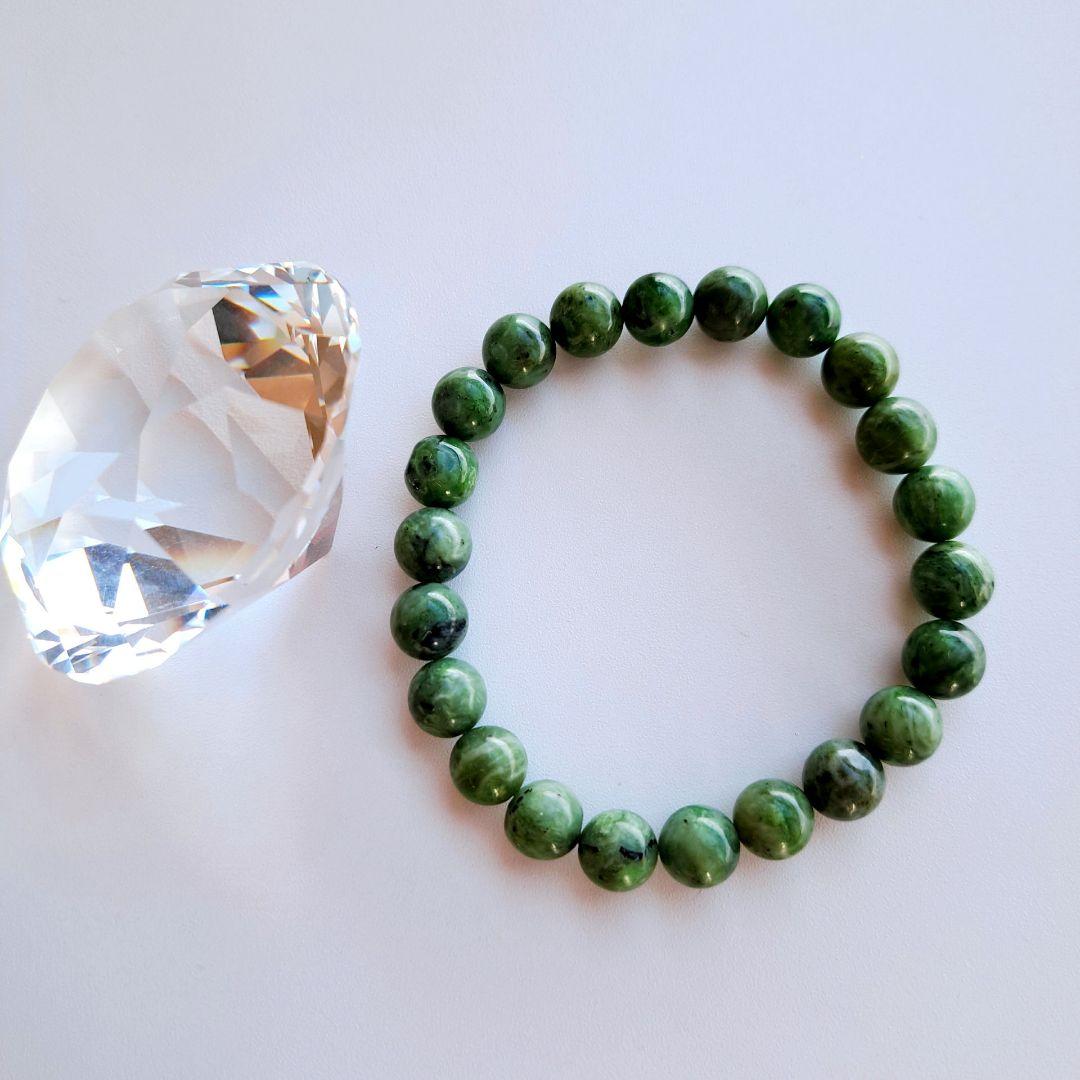 日本石 北海道 日高翡翠 深緑 8.7㎜ 国産ひすい