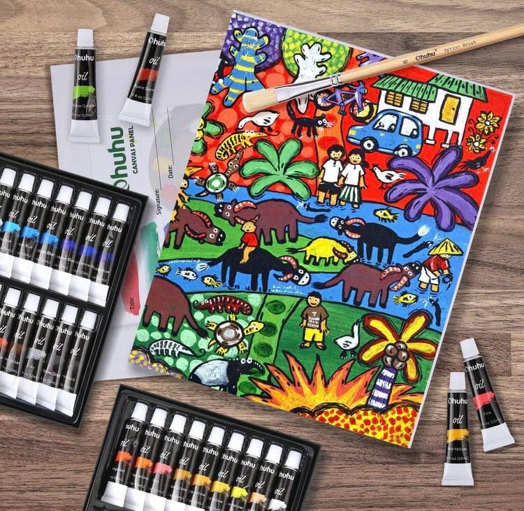 油絵 絵の具 セット 56点セット 36色 油絵の具 画材 木製 イーゼル