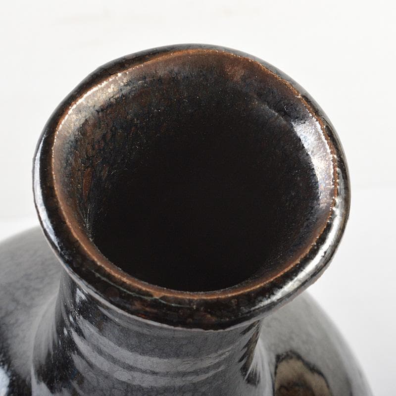 京焼　木村盛伸作　油滴天目釉　花瓶　共箱　C　Ｒ5921C