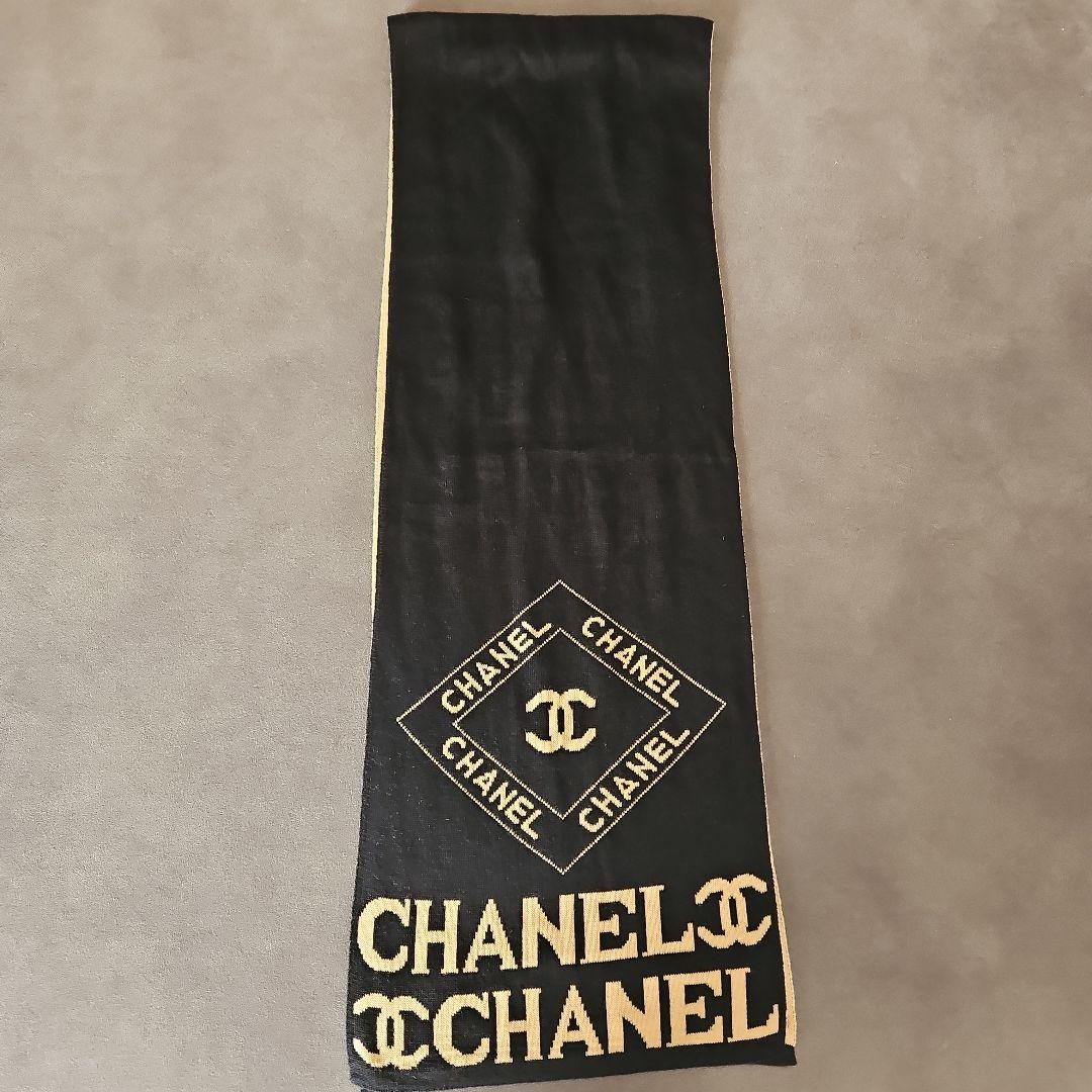 CHANEL ロゴ入り ノベルティマフラー ブラック/ベージュ