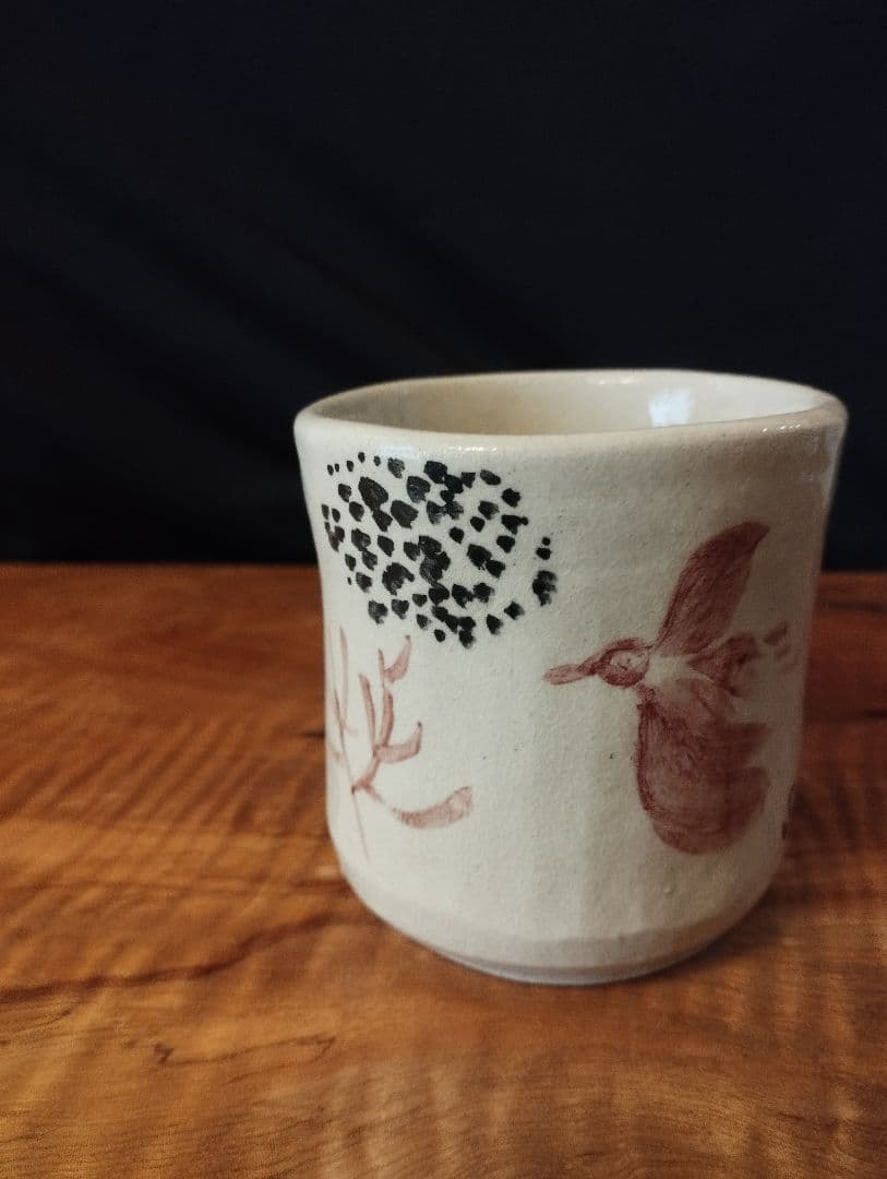 値下げしました　文化功労者　洋画家　島田章三　鳥飛行湯呑