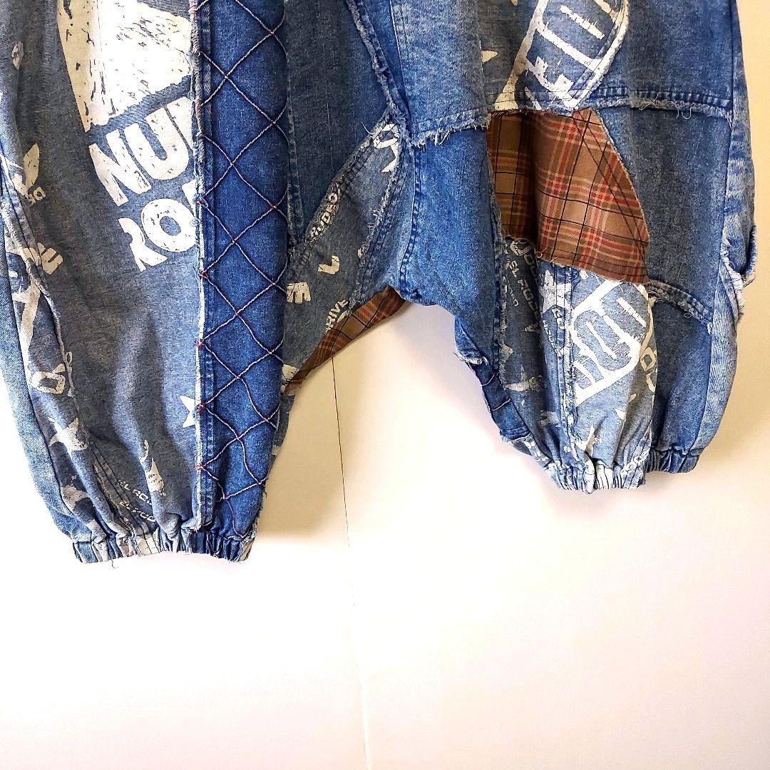 エルロデオ ELRODEO パッチワーク デニムダンガリー サルエルパンツ 青