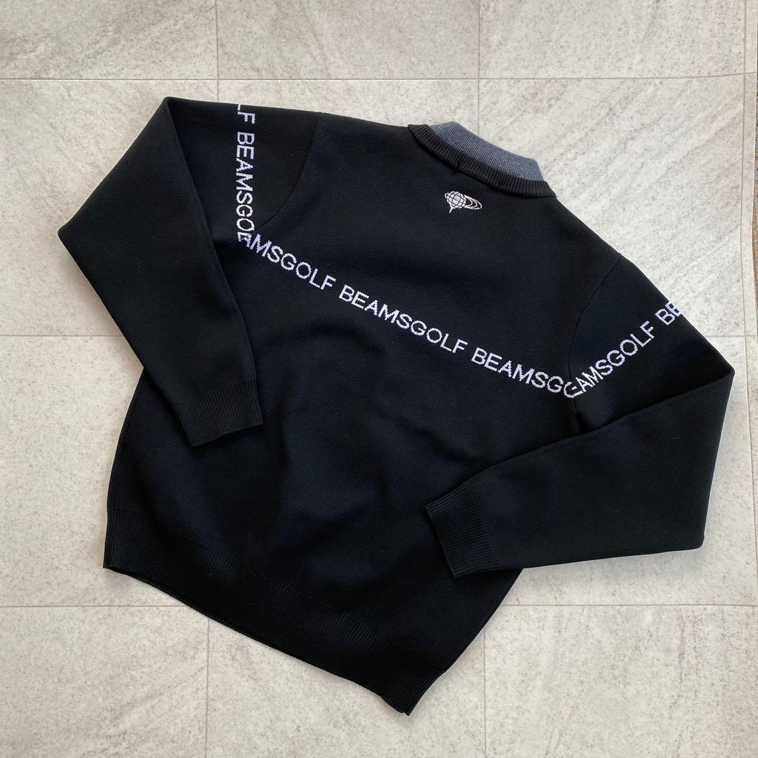 BEAMS GOLF 襟付きロゴ　ジャガードニット　サイズ：Ｌ