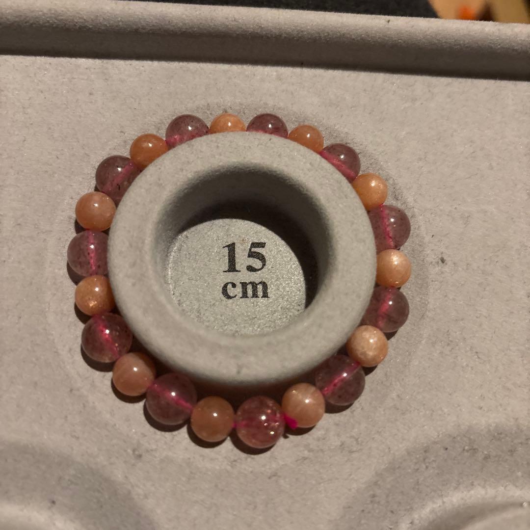 オレンジムーンストーンとストロベリークオーツを組み合わせてみました！かわいい！