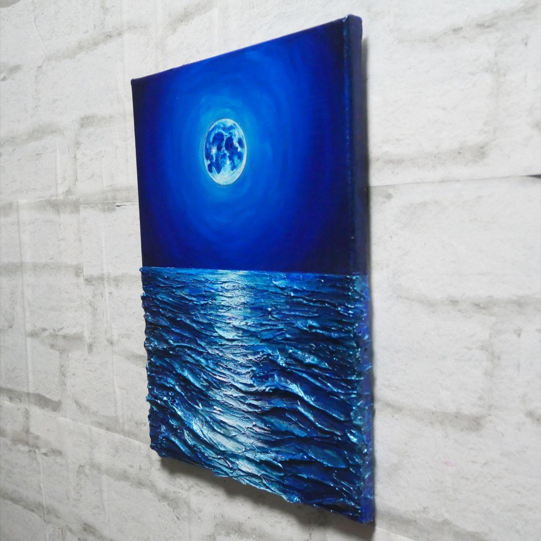油絵 油彩 油彩画 絵 絵画 【青い月 】F4号
