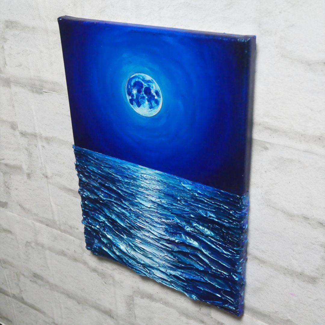油絵 油彩 油彩画 絵 絵画 【青い月 】F4号