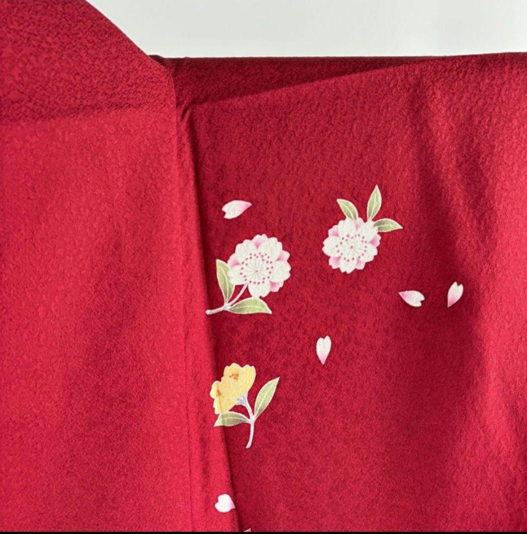 【美品】【振袖フルセット】枝垂れ桜 流水 金糸 金彩 赤