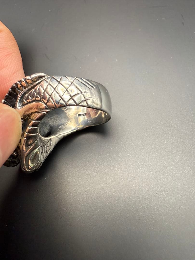 シルバーリングスネークヘッド 収納袋付き silver925