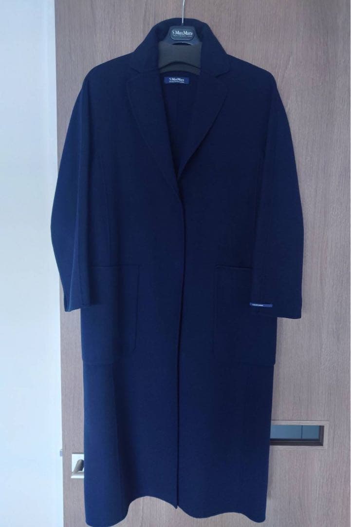マックスマーラーネイビー チェスターコート ウエストベルト付きサイズ38 M