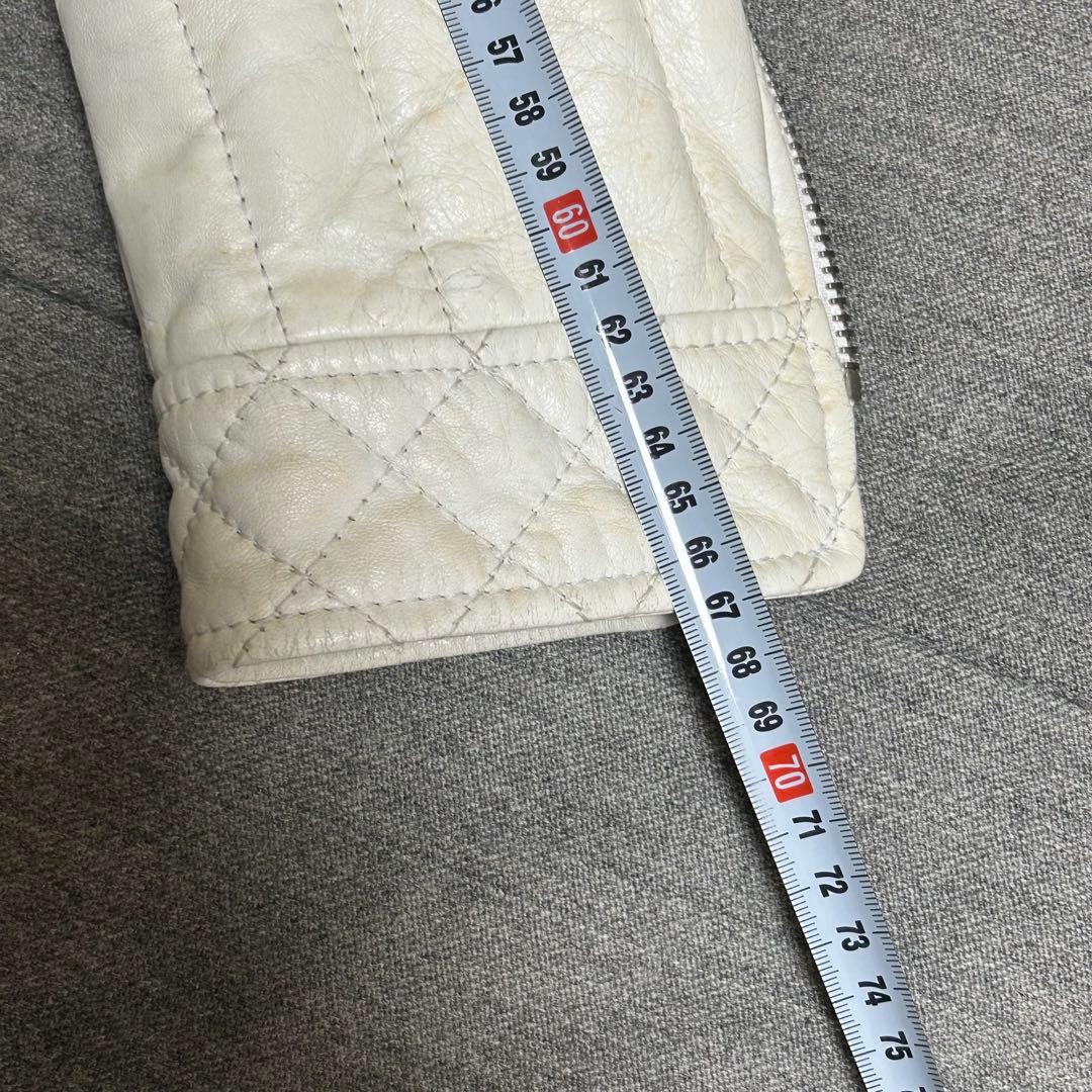 M　Dolce & Gabbana ホワイトレザーライダースジャケット