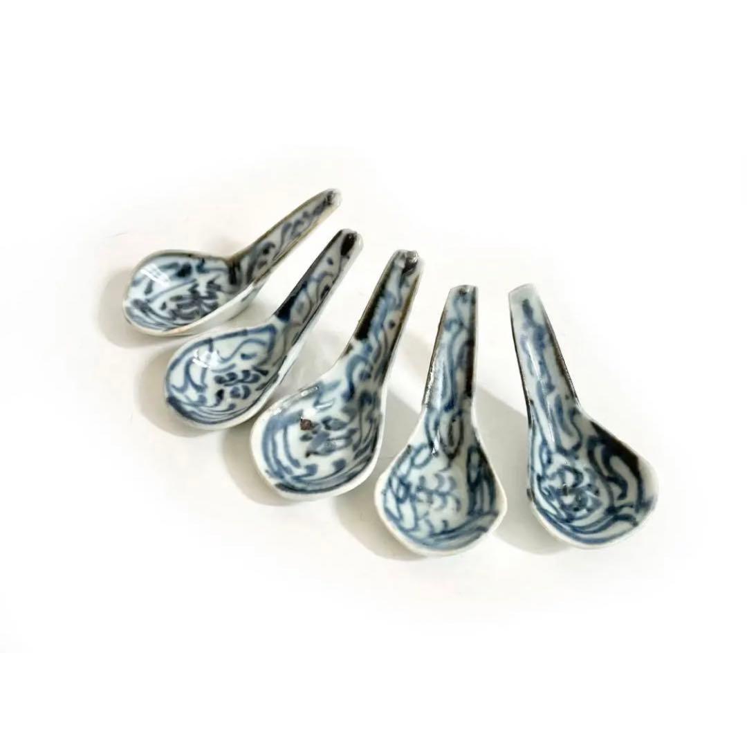 骨董　アンティーク　青花　蓮華　染付　清朝　れんげ　レンゲ　スプーン　スッカラ