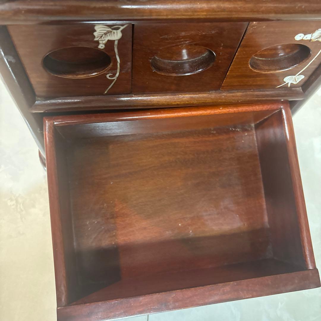 引き出し　小引き出し　家具　螺細　花梨　4段