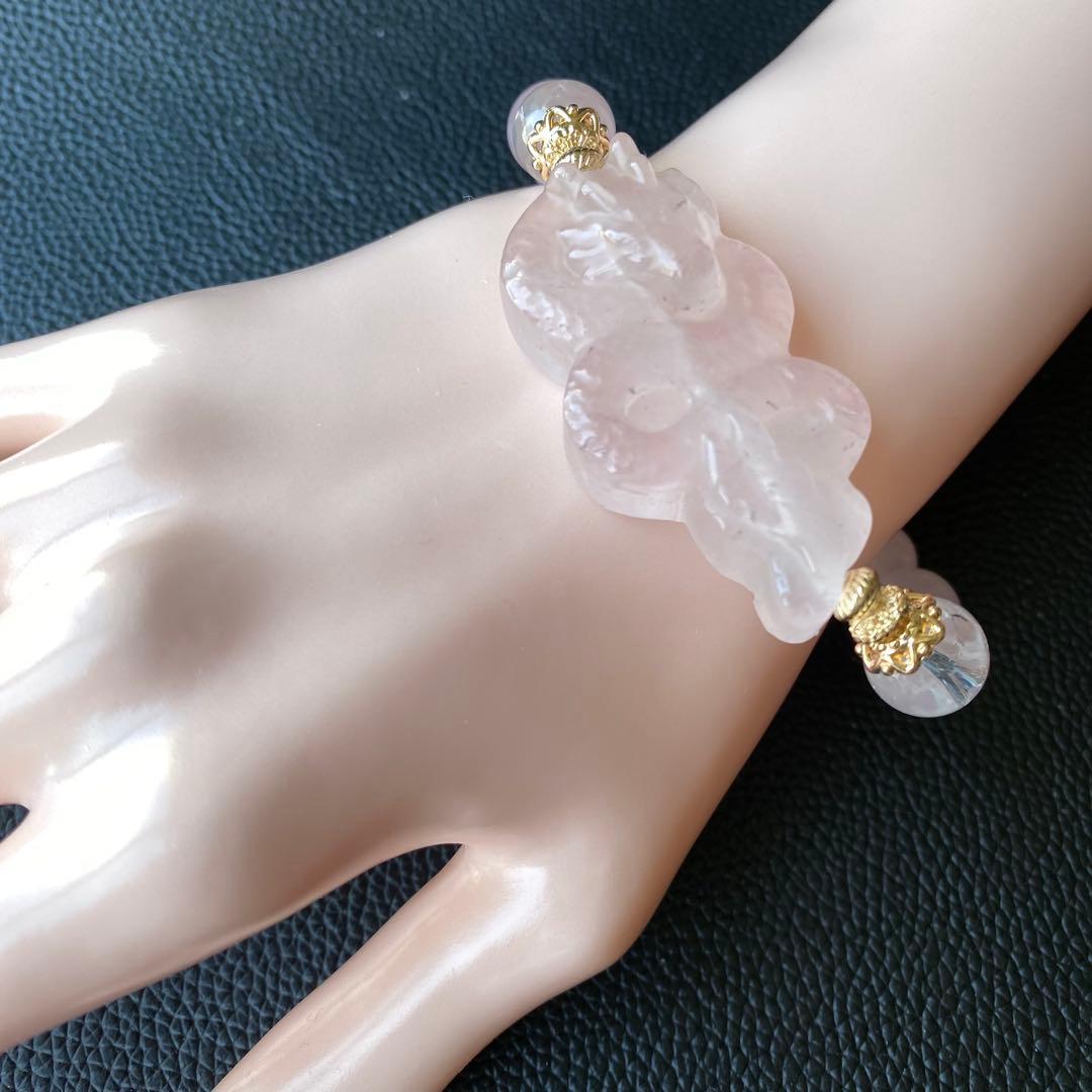 ローズクオーツ龍ブレスレット　恋愛運