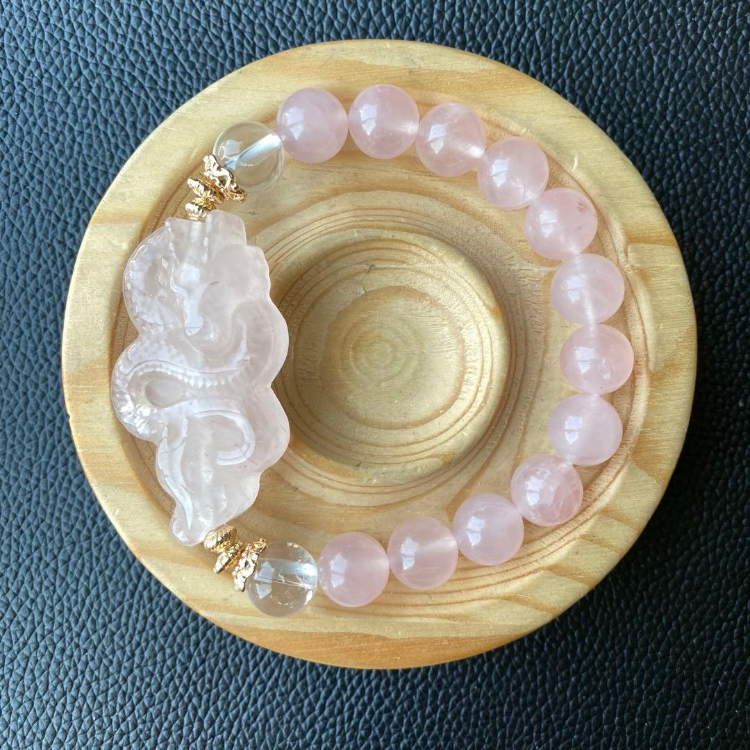 ローズクオーツ龍ブレスレット　恋愛運