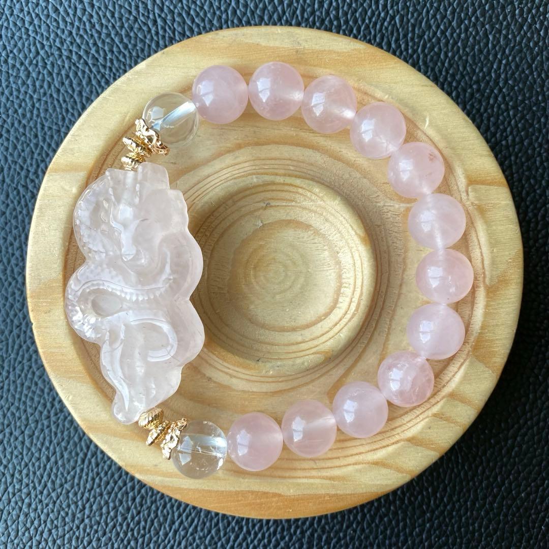 ローズクオーツ龍ブレスレット　恋愛運