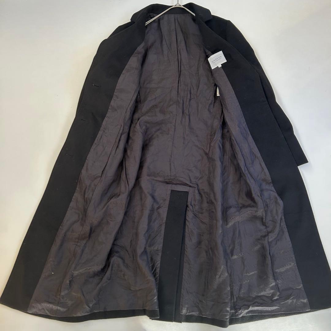 美品、ランバンコレクション ロングチェスターコート アンゴラ混 ファー衿付 40