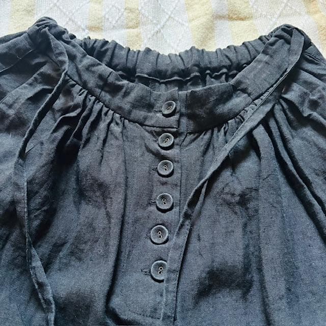 値下！極レア極美品！nolumさん　ドロワーズ　黒　リネンパンツ　ギャザーパンツ