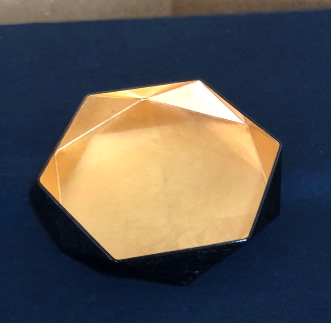 割引❗️《R》黒塗内金箔 亀甲盆 塗師 川瀬表完作 共箱 251003あ6