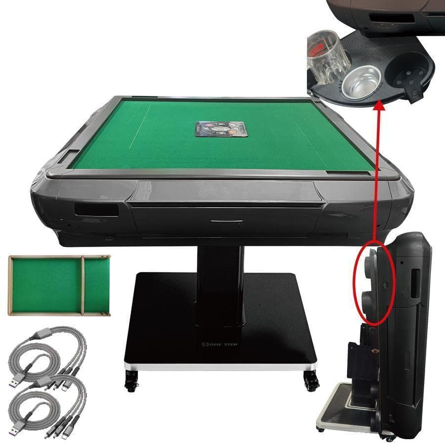 全自動 麻雀卓 ガラス製脚 折りたたみ 静音 テーブルボード付（黒：33mm）