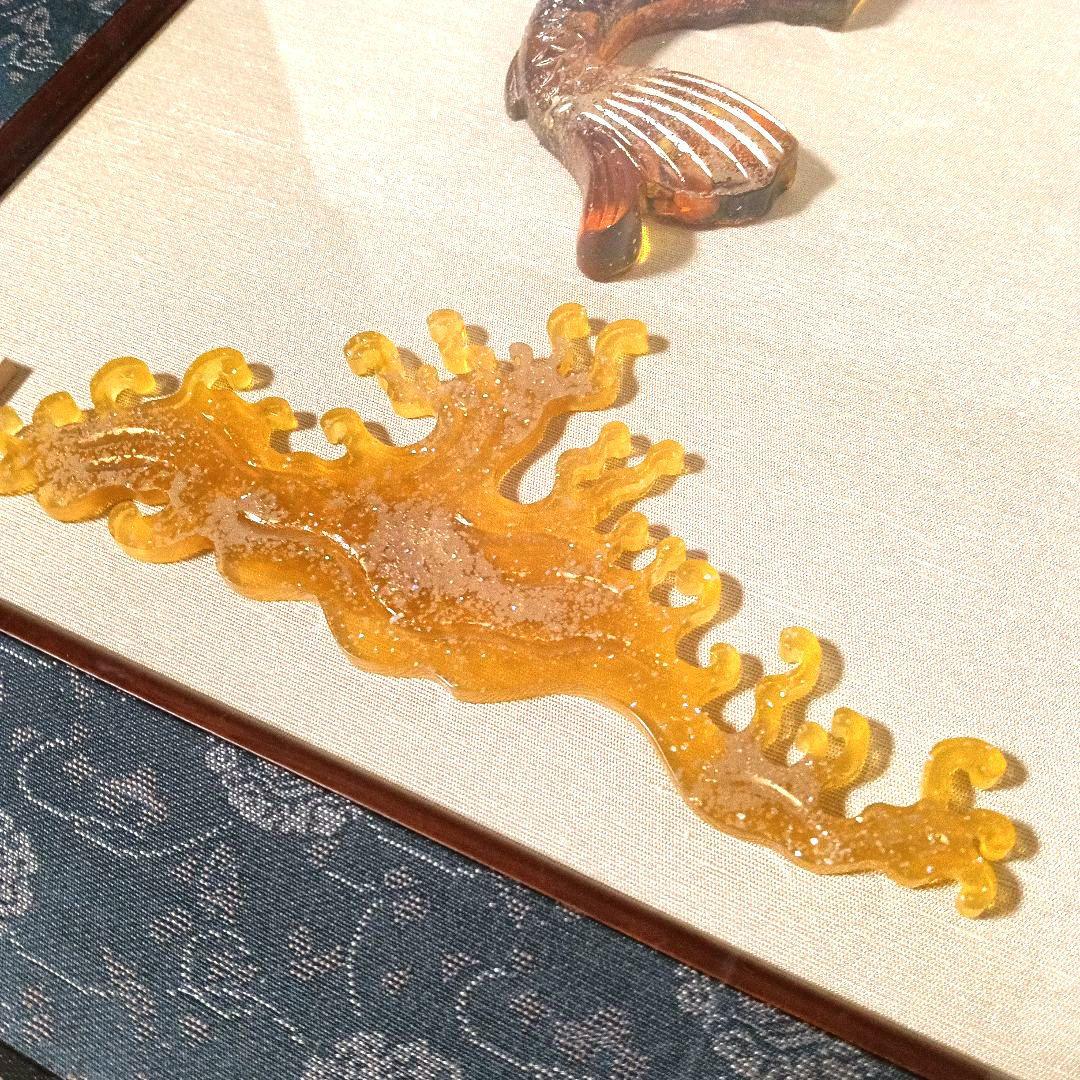 大型額装 希少 本鼈甲 昇鯉 金彩 金箔 赤甲 白甲