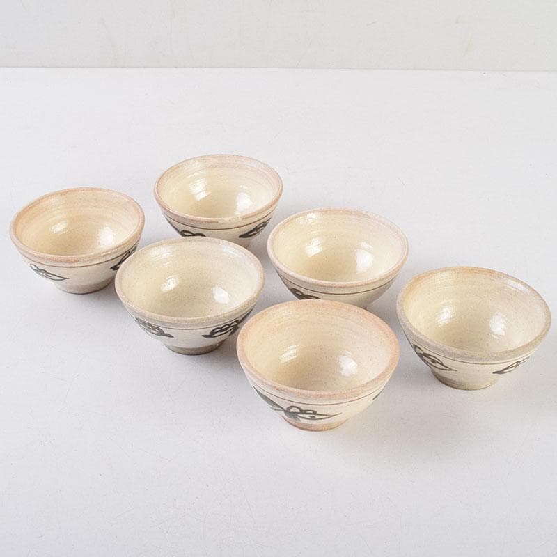 韓国人間国宝　李殷九　粉青刷毛目鐵彩茶碗　六客　共箱　V　R9132