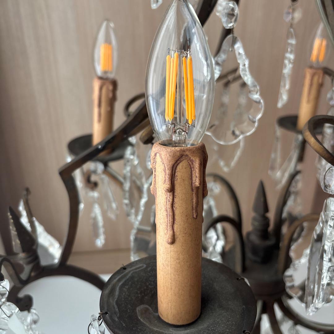 アンティーク　テーブルシャンデリア　4灯　ガラス