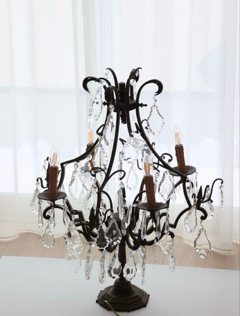 アンティーク　テーブルシャンデリア　4灯　ガラス