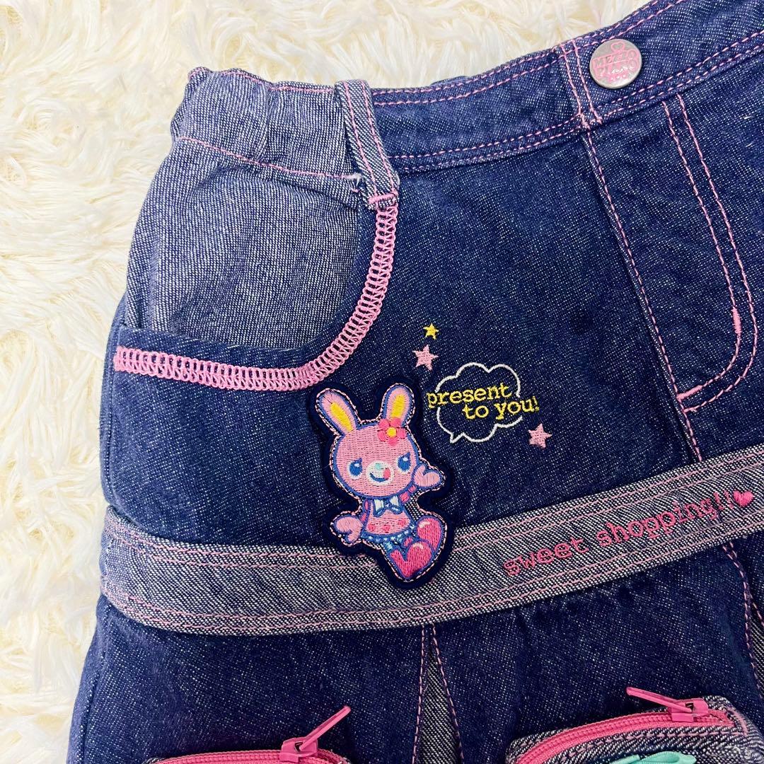 希少レア✨メゾピアノ　ミミポポ　デニムプリーツスカート平成レトロy2kワッペン