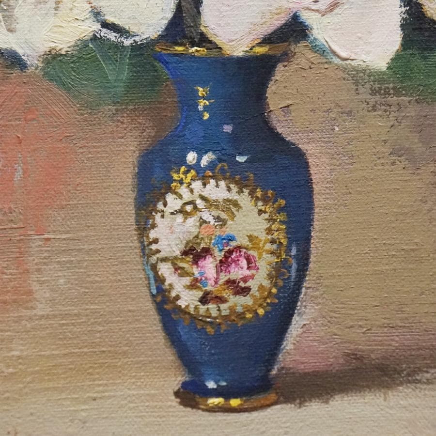 寺井重三『梔子』4号 静物画 油彩 油絵 絵画 肉筆 額装 美術品