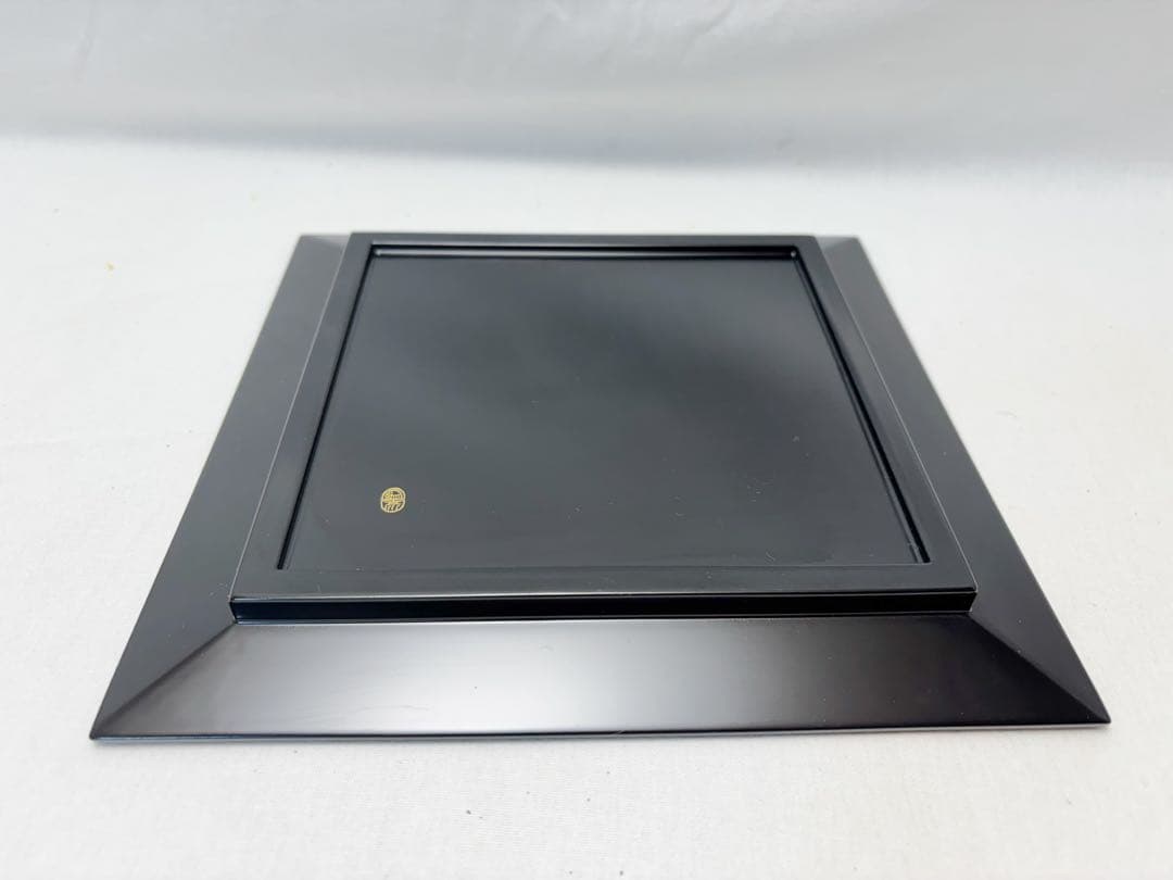 未使用 茶道具 平安象彦作 木製黒真塗 鵬雲斎好 茜青海盆 四方盆 共箱