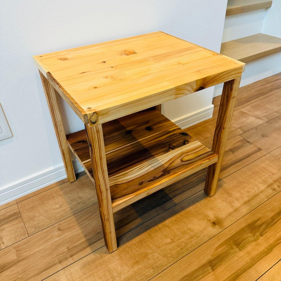 ナチュラルウッドサイドテーブル/天然木製/杉無垢材/桧材/北欧/プランターラック