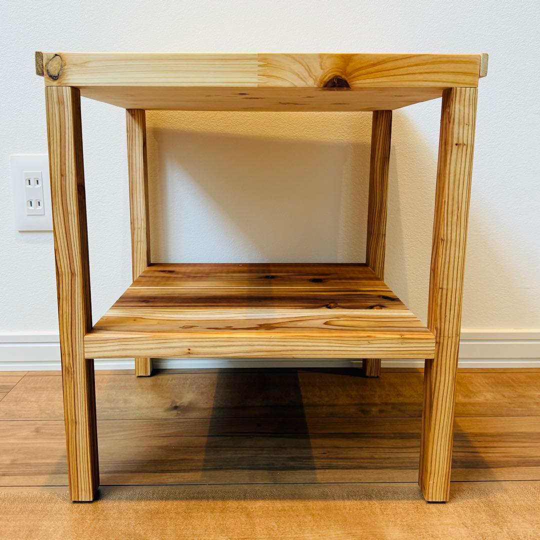 ナチュラルウッドサイドテーブル/天然木製/杉無垢材/桧材/北欧/プランターラック