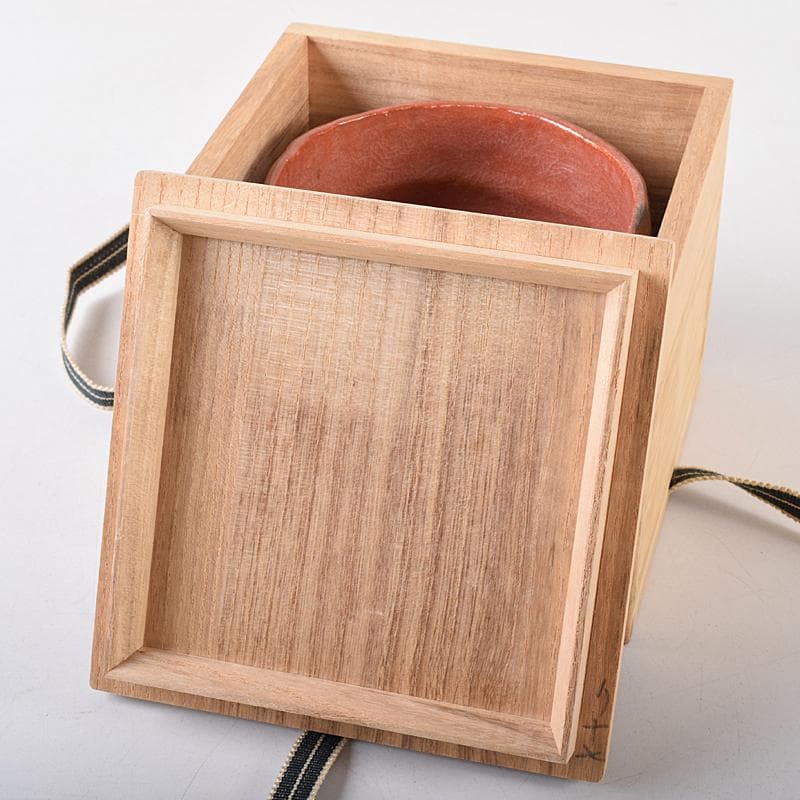 茶道具　楽焼　佐々木松楽造　赤楽茶碗　共箱　C　R8673