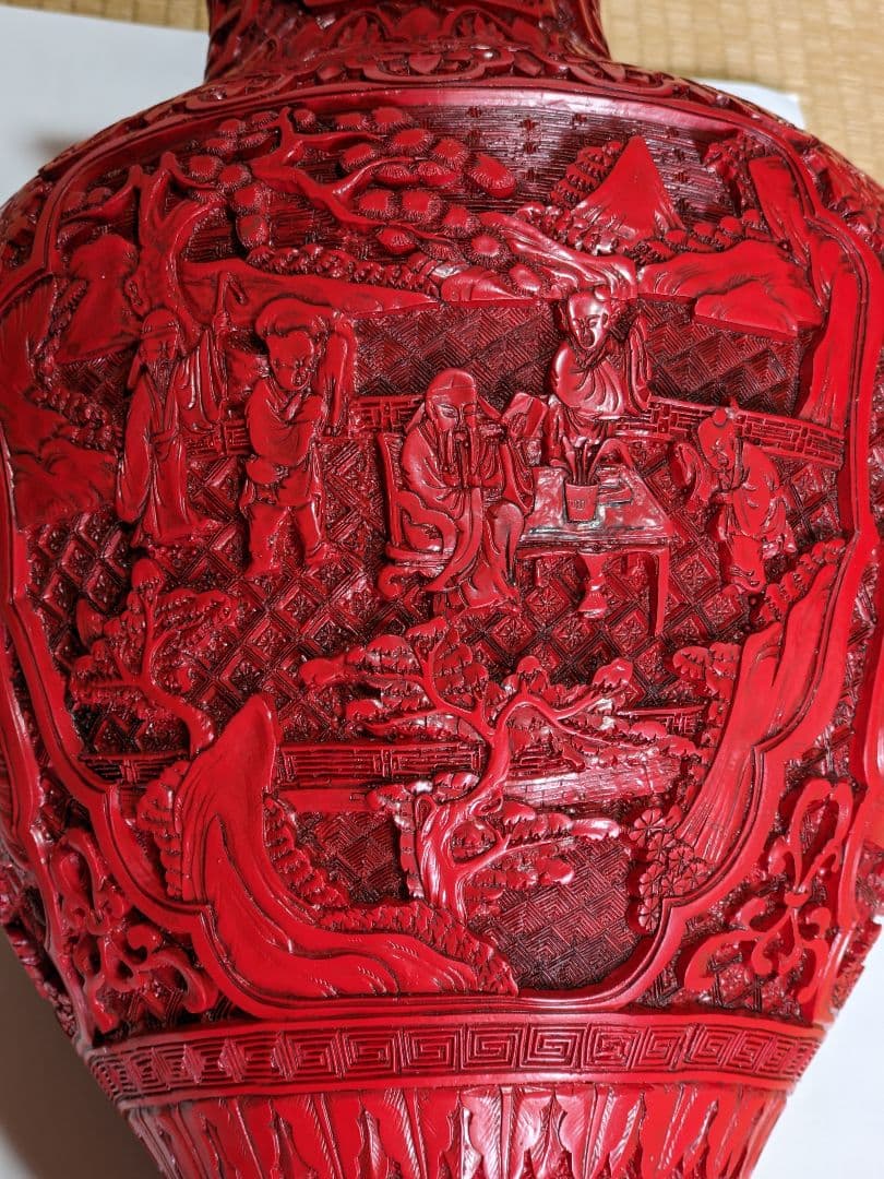 ♦中国美術伝統工芸品 楼閣図 瓶 置物 飾り ディスプレイ 骨董品