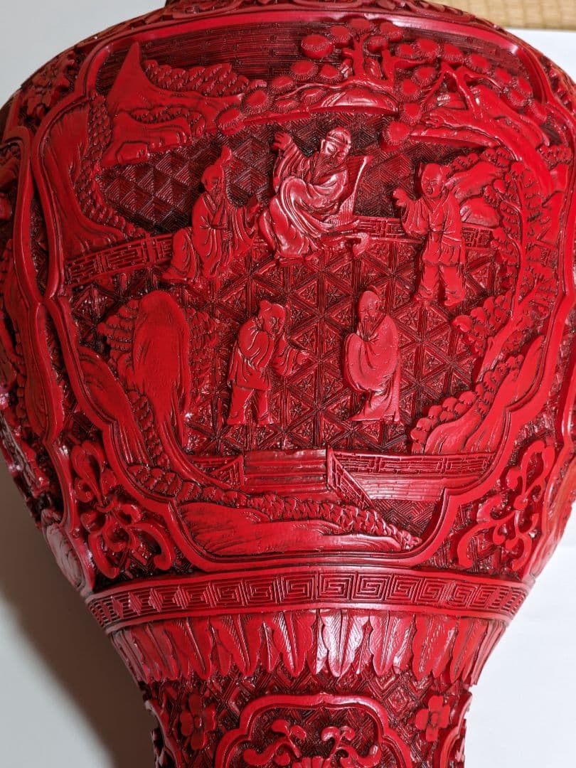 ♦中国美術伝統工芸品 楼閣図 瓶 置物 飾り ディスプレイ 骨董品