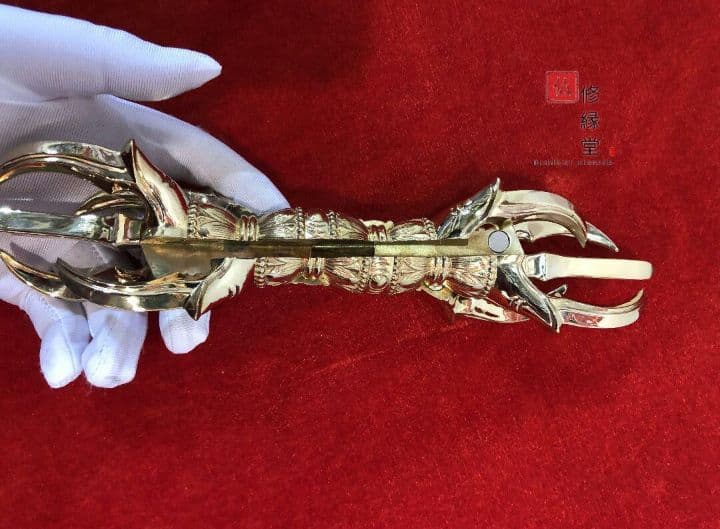 密教法具 人形五鈷杵 金剛杵 法器 寺院用仏具 真鍮製 23cm