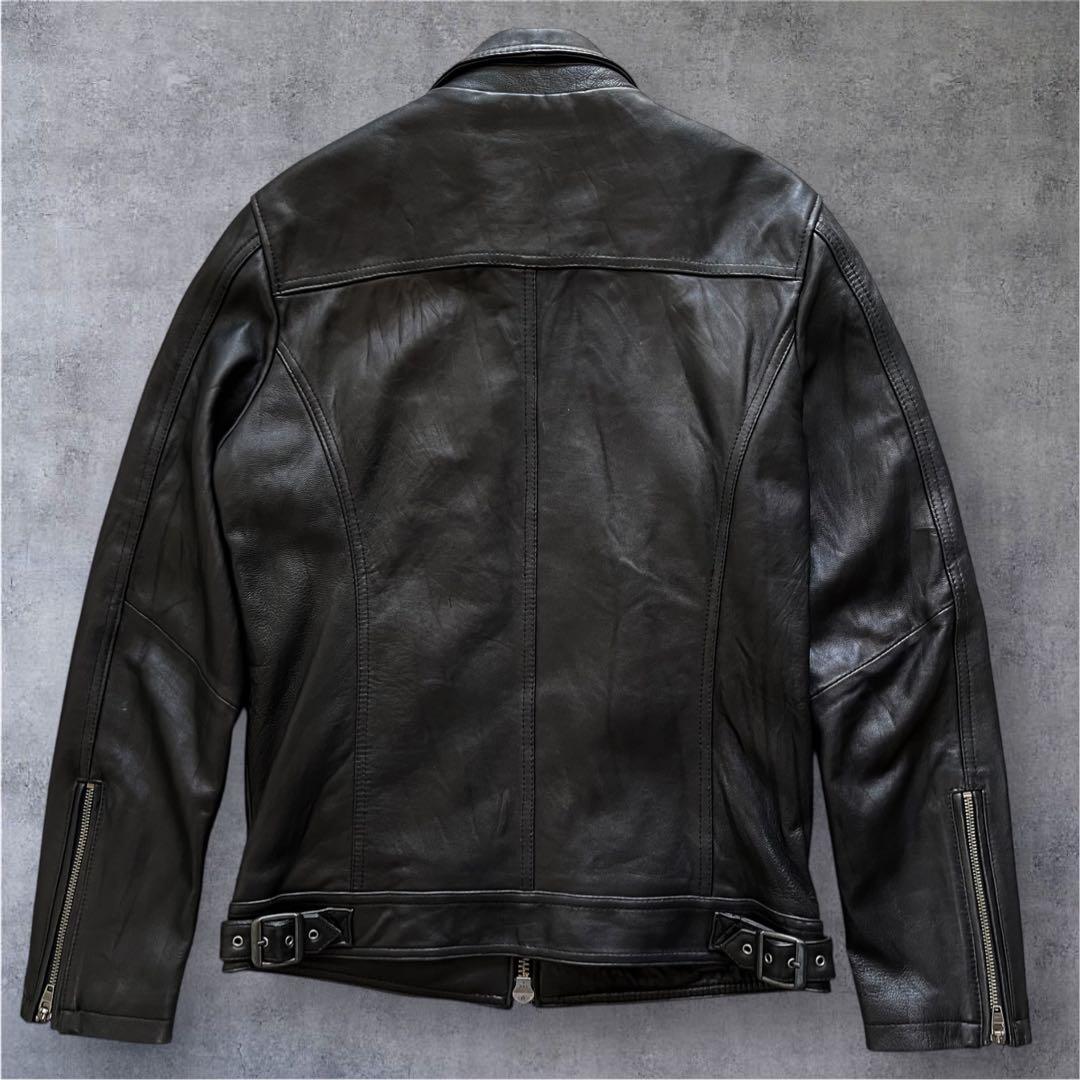 美品 ジャックローズ ライダースジャケット L シングル ラムレザー ブラック